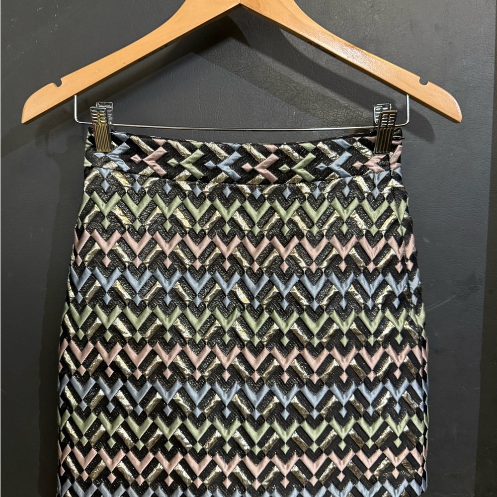 NWT Milly Runway Couture Metallic A-line Skirt- 0